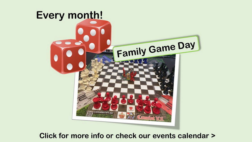 Family Game Day every month. Click for more information.